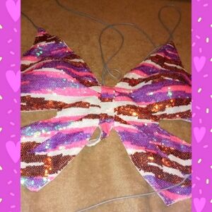 Butterfly Sequin Lace Up Top